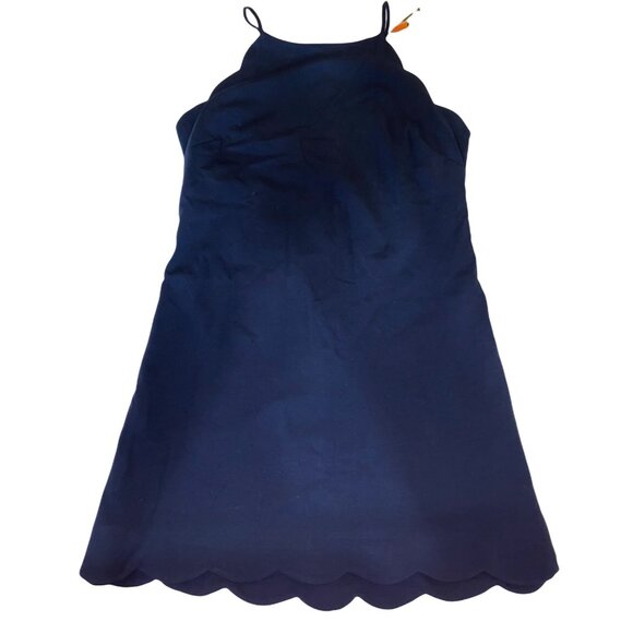 Necessary Objects Womens Navy Scallop Hem Dress L/G New With Tags - Picture 1 of 6